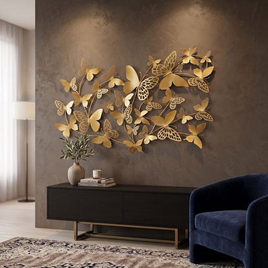 Metal Wall Art - Size 92.7X50 cm| Butterfly