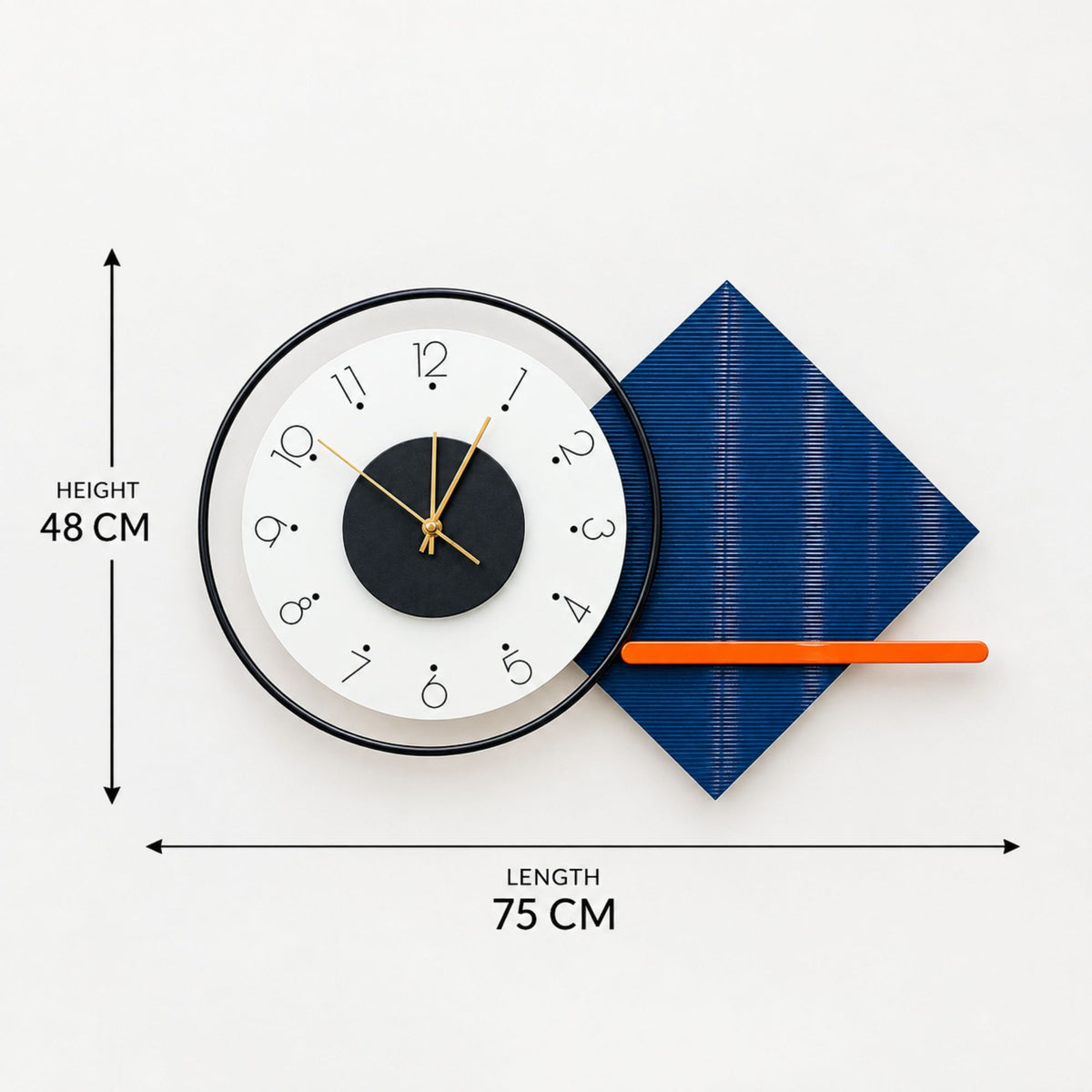 Relife Metal Wall Clock Antique Decorative Size- 75X48X5 cm | Square Blue