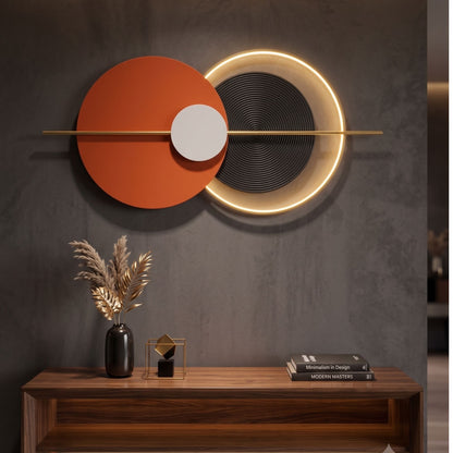Metal Wall Art with LED - Size 150X70cm -Warm Orange