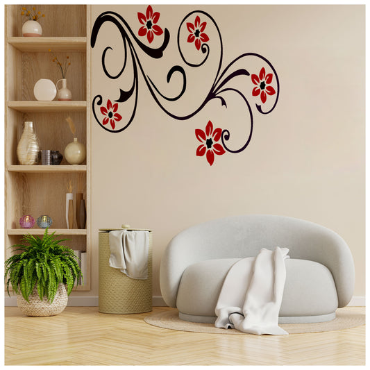 Swirl Flower Wall Design Stencil (KHS375)