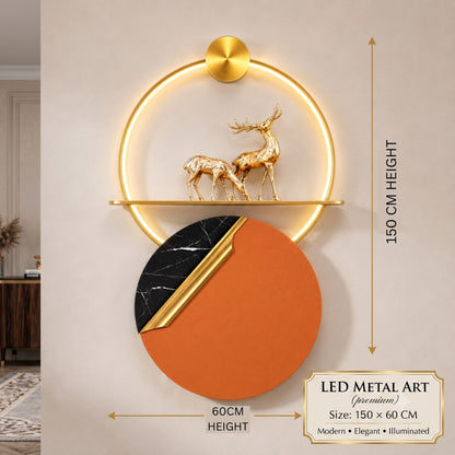 Metal Wall Art with LED - Size 150X60cm -Deer Art