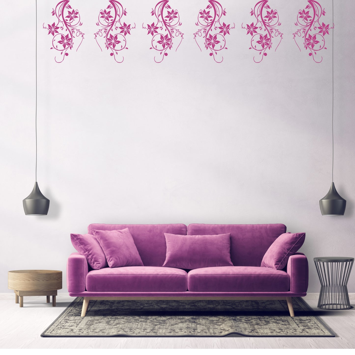 Swirl Floral Wall Design Stencil (KHS384) Size-40X60