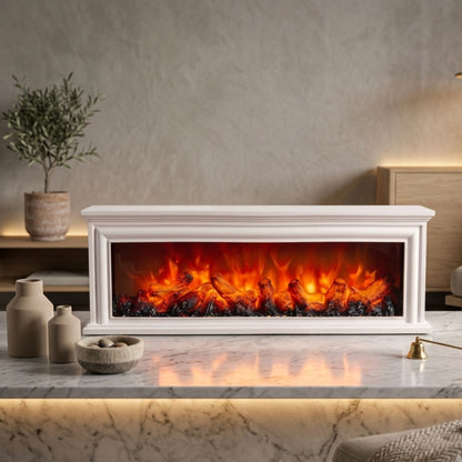 Modern LED Fireplace Lantern Light Size: 63x21x11 cm -Classic White
