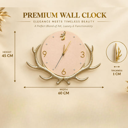 Relife Metal Wall Clock Antique Decorative Size- 60X45 cm | Deer Horn