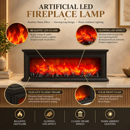 Modern Fluted LED Fireplace Lantern Light Size: 63x21x11 cm -Black