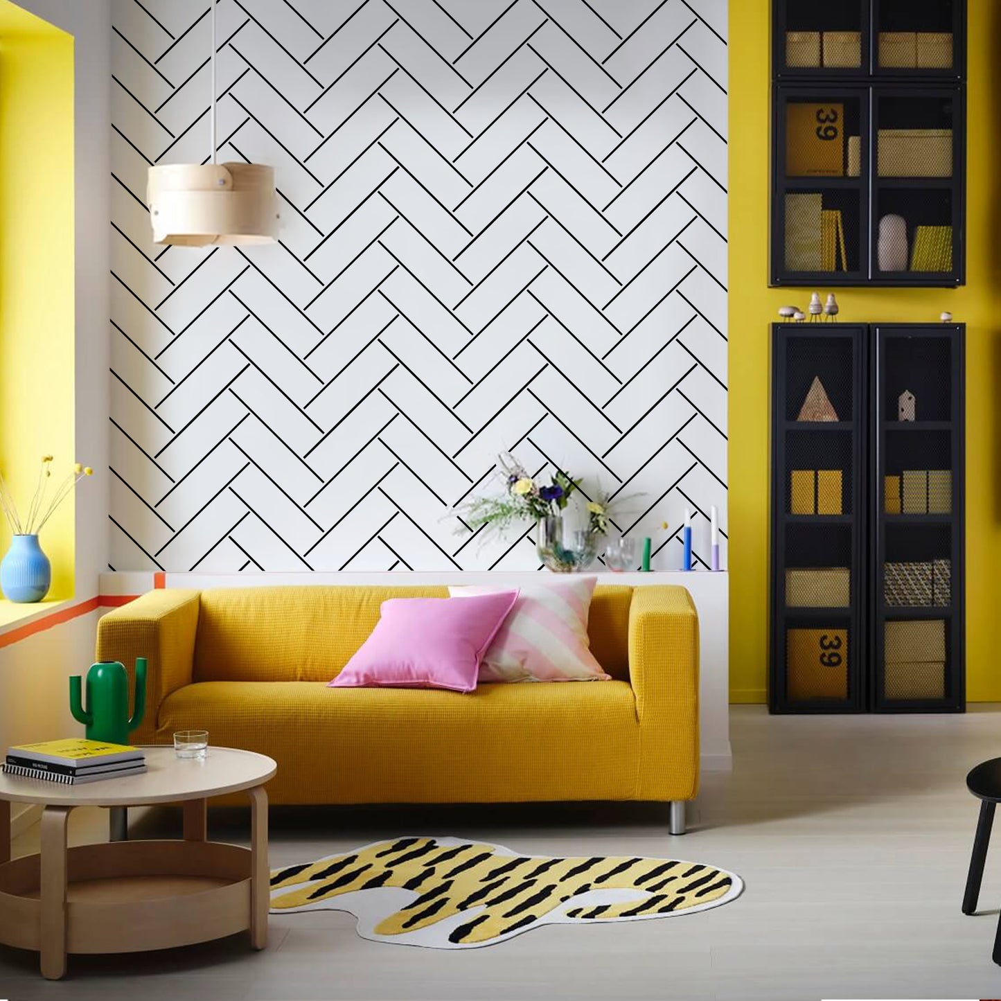 Kayra Decor Herringbone Design Stencil for Wall Painting (KDMD1426)