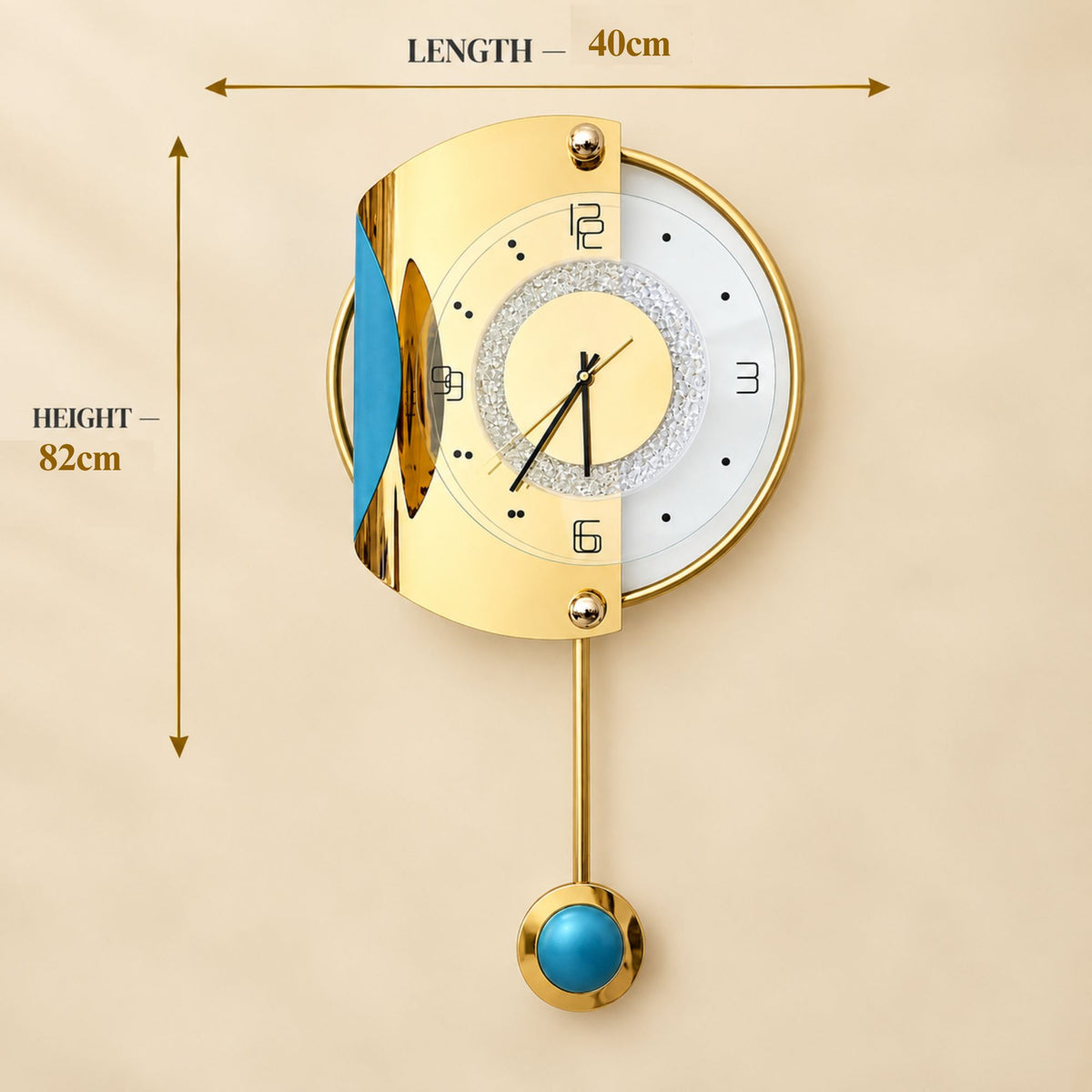 Relife Metal Wall Clock Antique Decorative Size- 82X40X1 cm | Curved Circle
