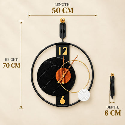 Relife Metal Wall Clock Antique Decorative Size- 70X50X8 cm | Black Wood