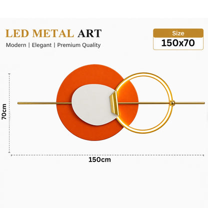 Metal Wall Art with LED - Size 150X70cm -Oval Art