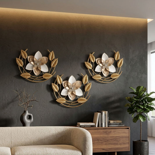 Metal Wall Art - Size 56.5X54X55 cm| Three Flower