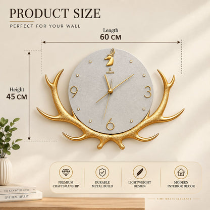 Relife Metal Wall Clock Antique Decorative Size- 60X45X1 cm | Horn White