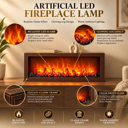 Modern LED Fireplace Light Lantern Size:  60x20x10 cm