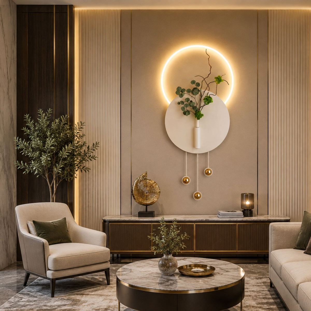 Metal Wall Art with LED - Size 150X60cm -Eucalyptus Plant Art