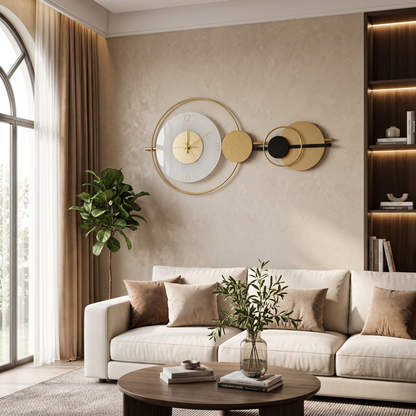 Relife Metal Wall Clock Antique Decorative Size- 70X38X5 cm | Brown
