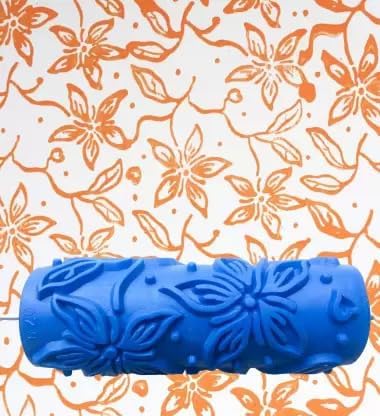 Design Roller for Wall Painting - 12.7 cm Machine with Flower Design- 078Y