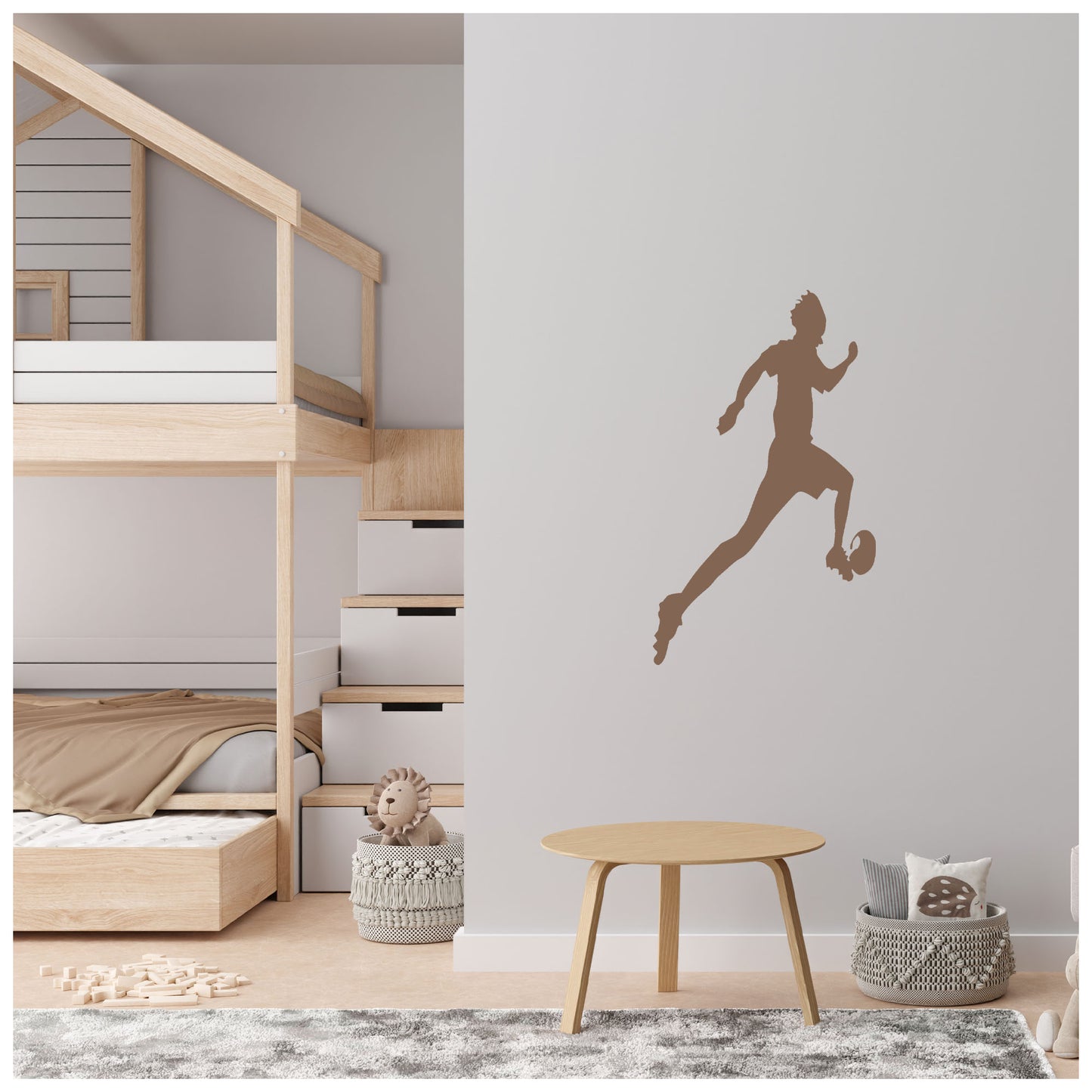 Man Playing Football Wall Design Stencil (KHSNT137)