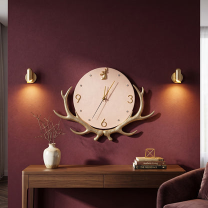 Relife Metal Wall Clock Antique Decorative Size- 60X45 cm | Deer Horn