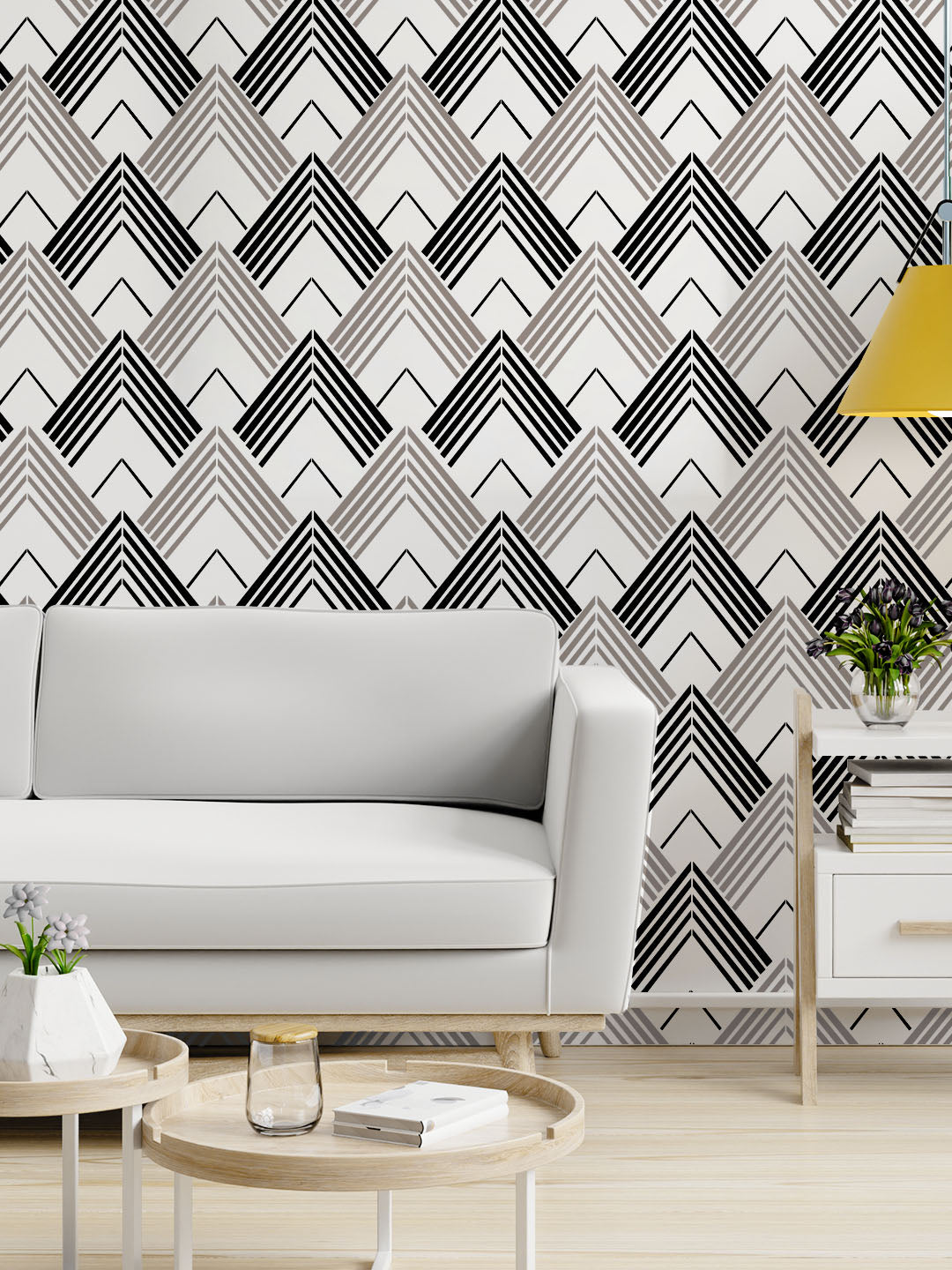 Pyramid Pattern Design Stencil for Wall Painting (KDMD1458)