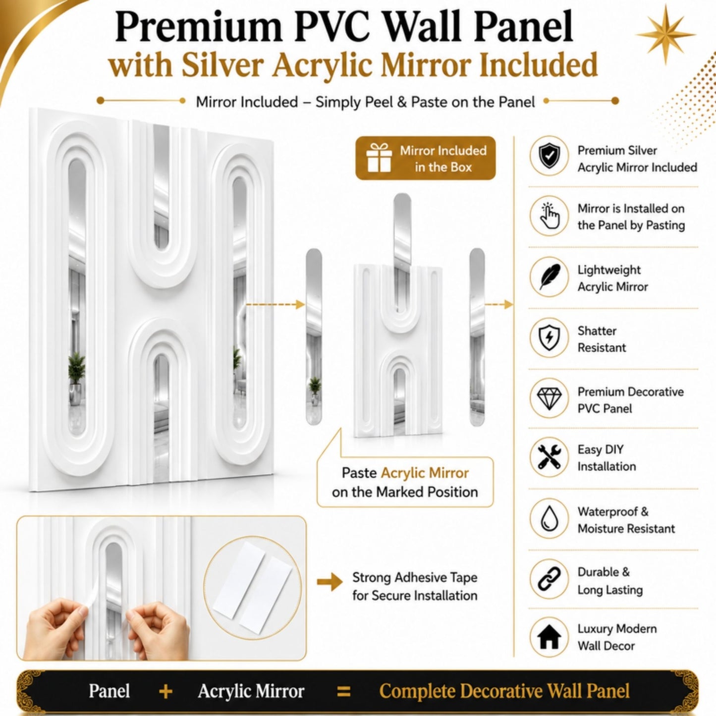 3D Wall Panels for Home Decor- Acrylic Loops Design 50X50 cm