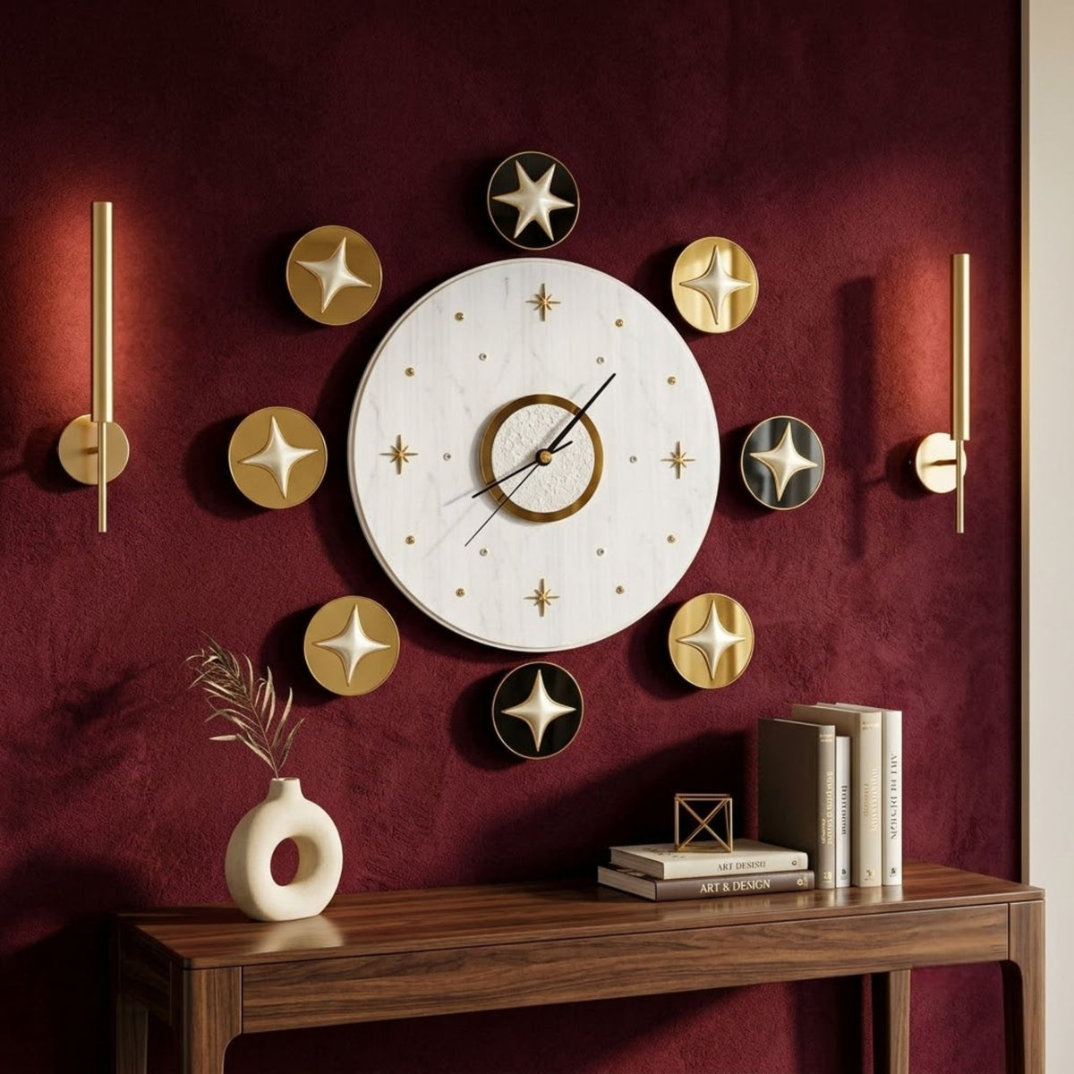 Relife Metal Wall Clock Antique Decorative Size- 60X60 cm | Moon Star