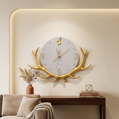 Relife Metal Wall Clock Antique Decorative Size- 60X45X1 cm | Horn White