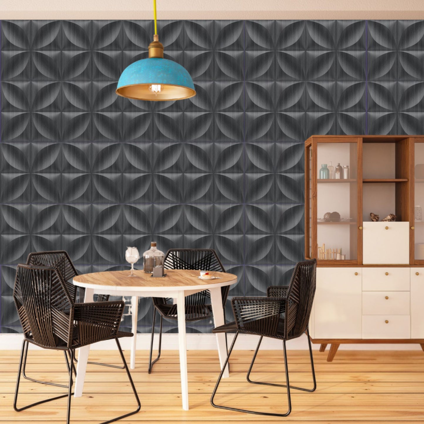 Gray Pine Wood 3D Wall Panels Butterfly Design