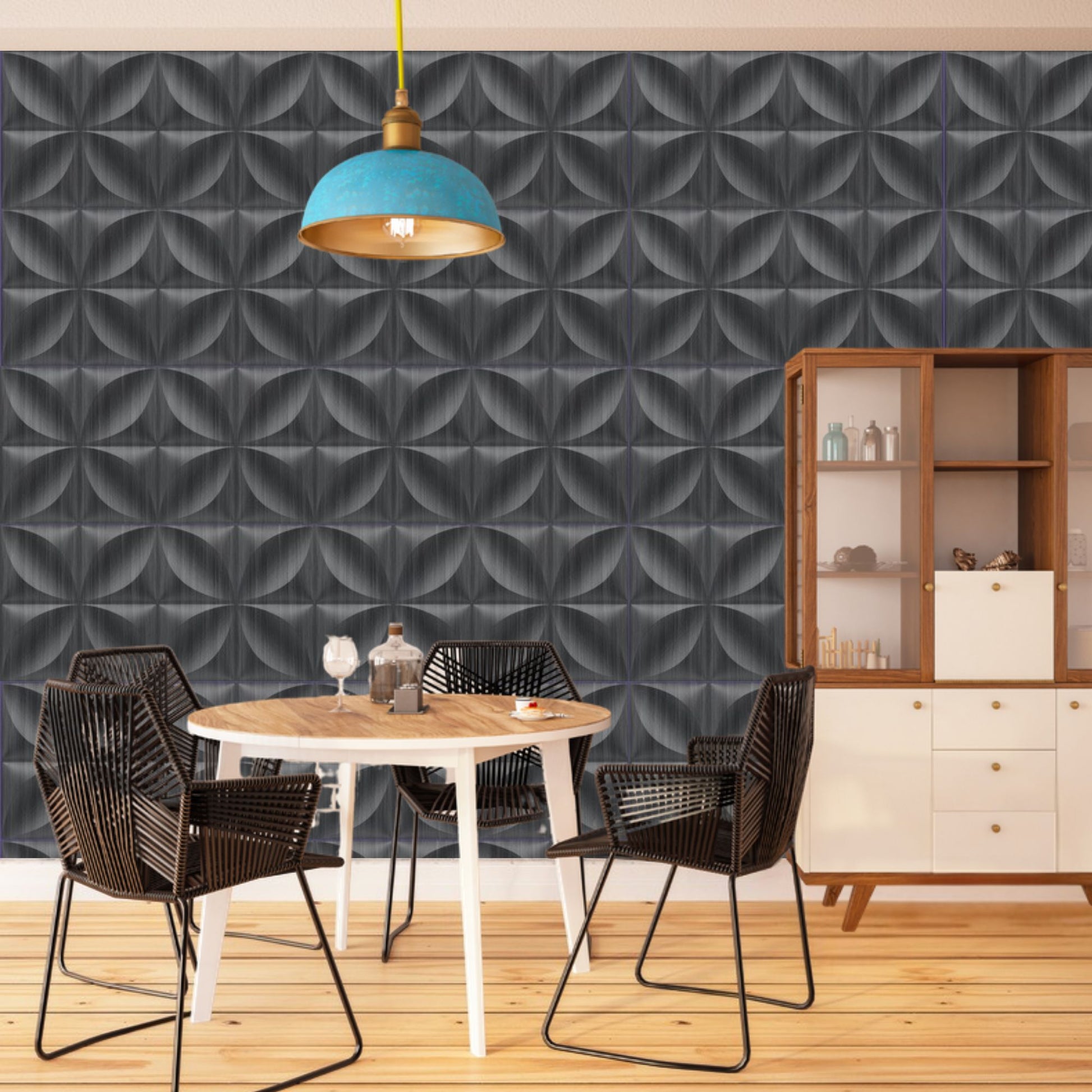 Gray Pine Wood 3D Wall Panels Butterfly Design