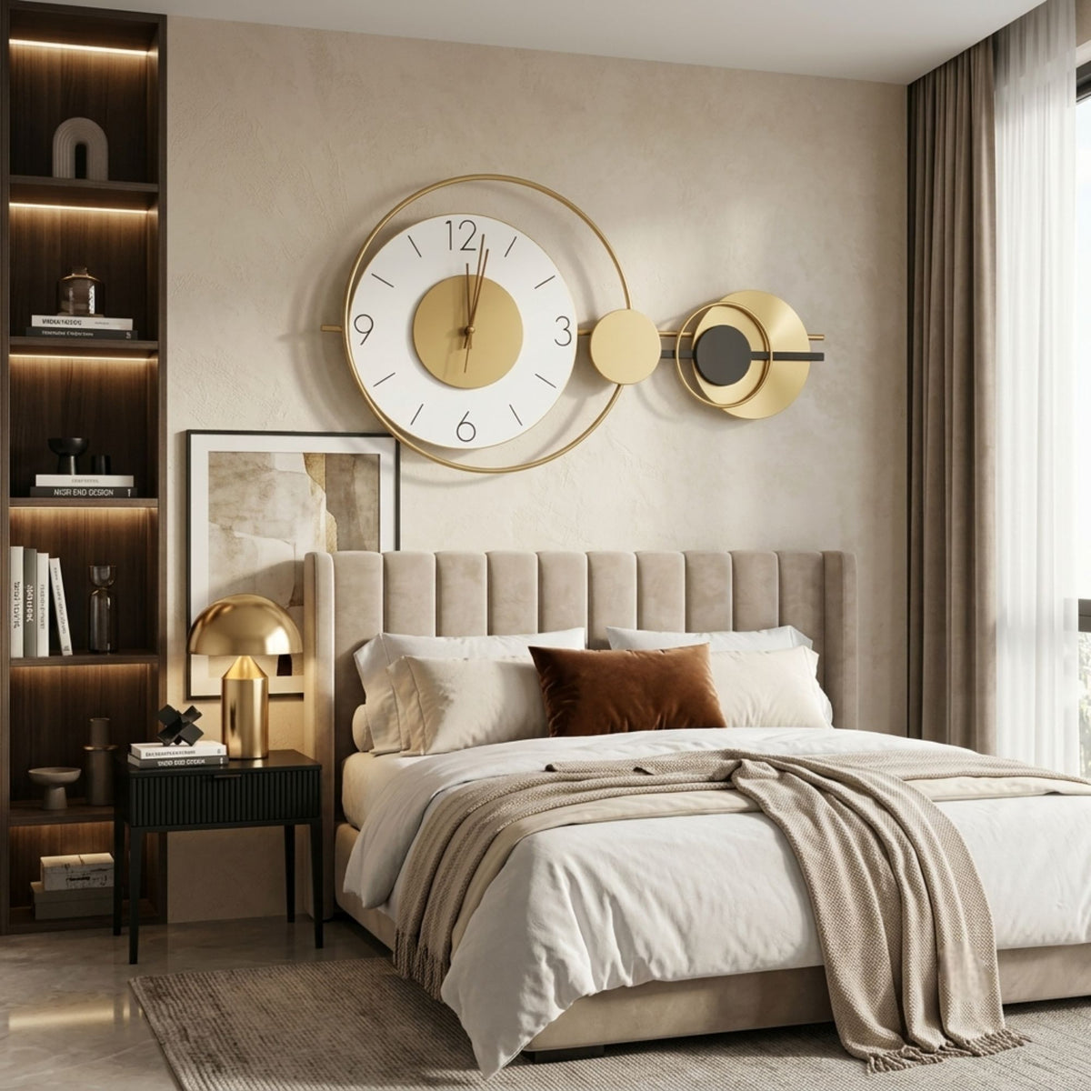 Relife Metal Wall Clock Antique Decorative Size- 70X38X5 cm | Golden