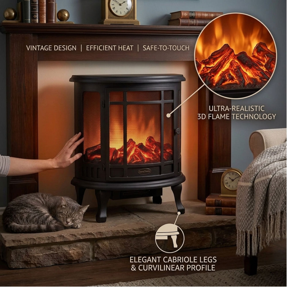 Modern LED Fireplace Light Lantern Size:  68x58x29 cm- Electric Stove Fireplace