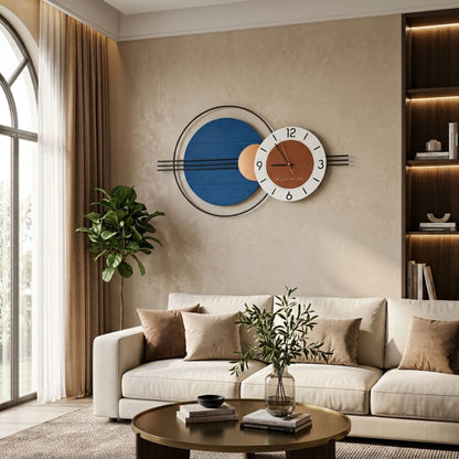 Relife Metal Wall Clock Antique Decorative Size- 90X50X6 cm | Fluted Blue