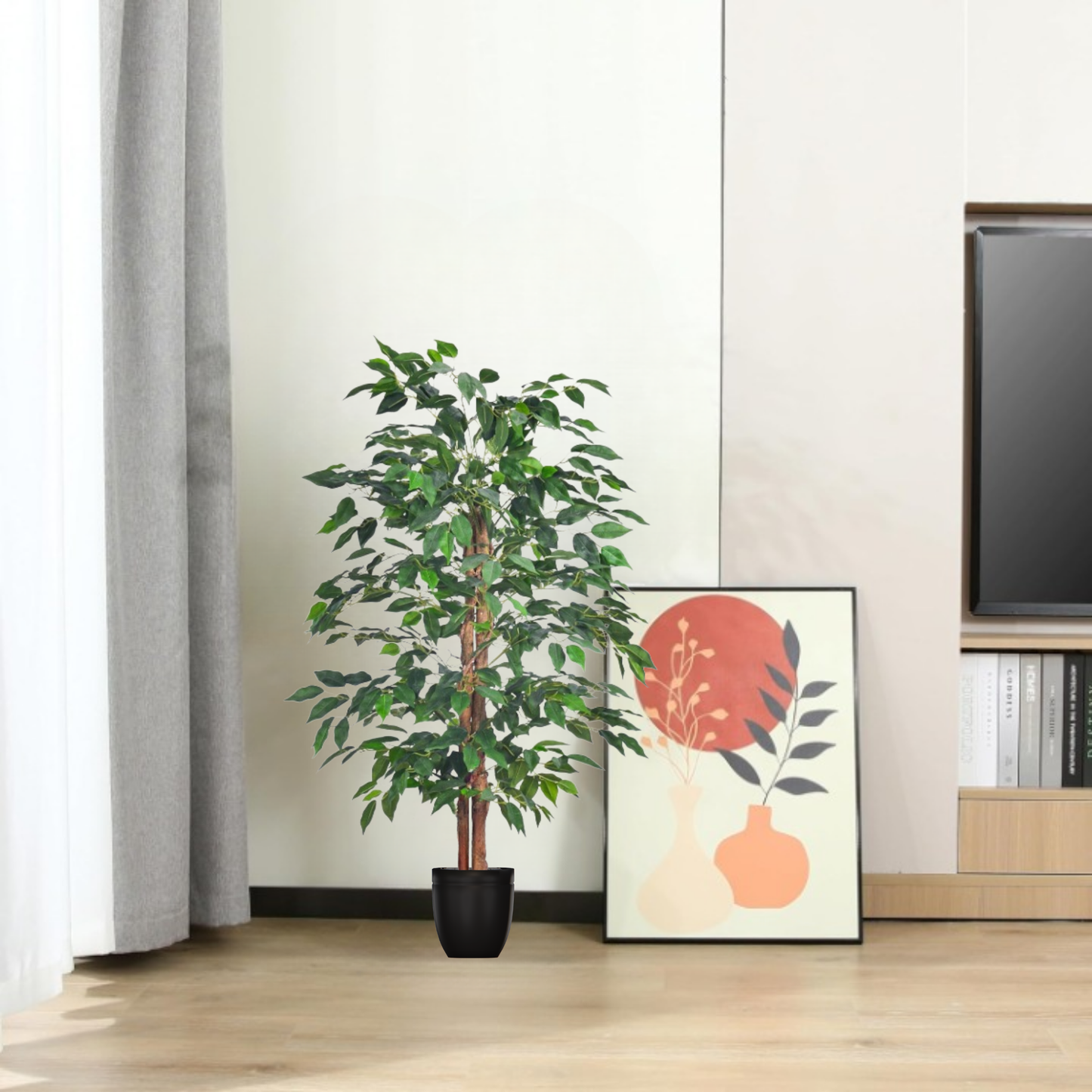 Artificial Ficus Tree with Pot for Home Decor