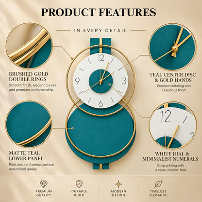 Relife Metal Wall Clock Antique Decorative | Sky Blue Ring