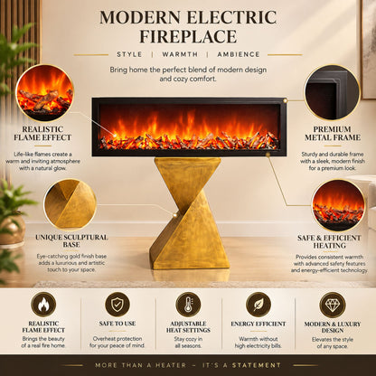 Modern LED Fireplace Light Lantern Size: 98x28x12 cm-Mesh Design