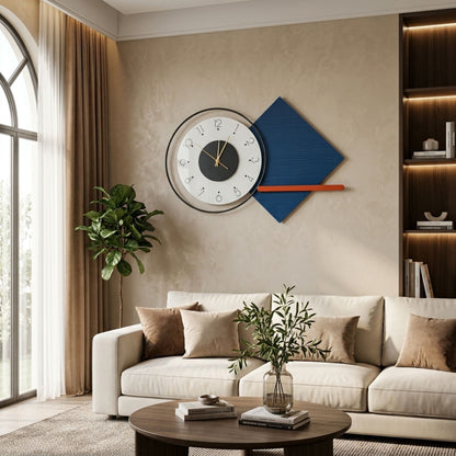 Relife Metal Wall Clock Antique Decorative Size- 75X48X5 cm | Square Blue