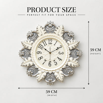 Relife Metal Wall Clock Antique Decorative Size- 59X59X1 cm | Royal Silver