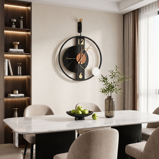 Relife Metal Wall Clock Antique Decorative Size- 70X50X8 cm | Black Wood
