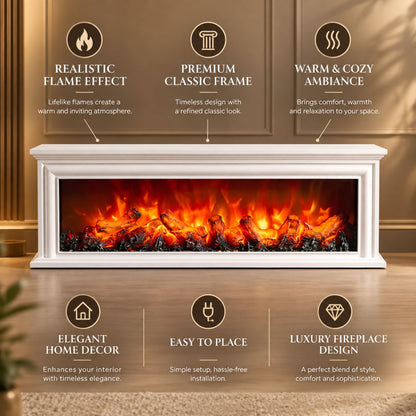 Modern LED Fireplace Lantern Light Size: 63x21x11 cm -Classic White