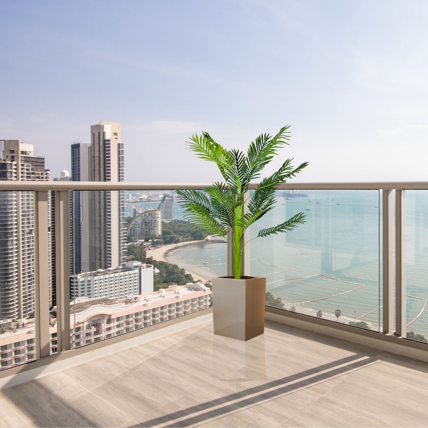 Artificial Palm Tree for Home Decor with Pot and 1 Stem