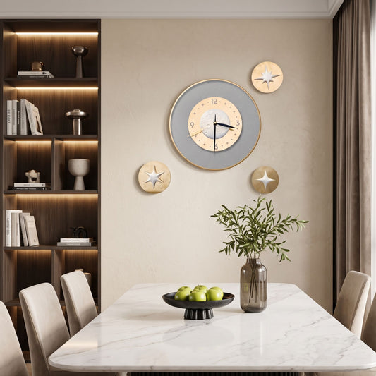 Relife Metal Wall Clock Antique Decorative Size- 35cm, 12cm, 10 cm | Moon with 3 Star