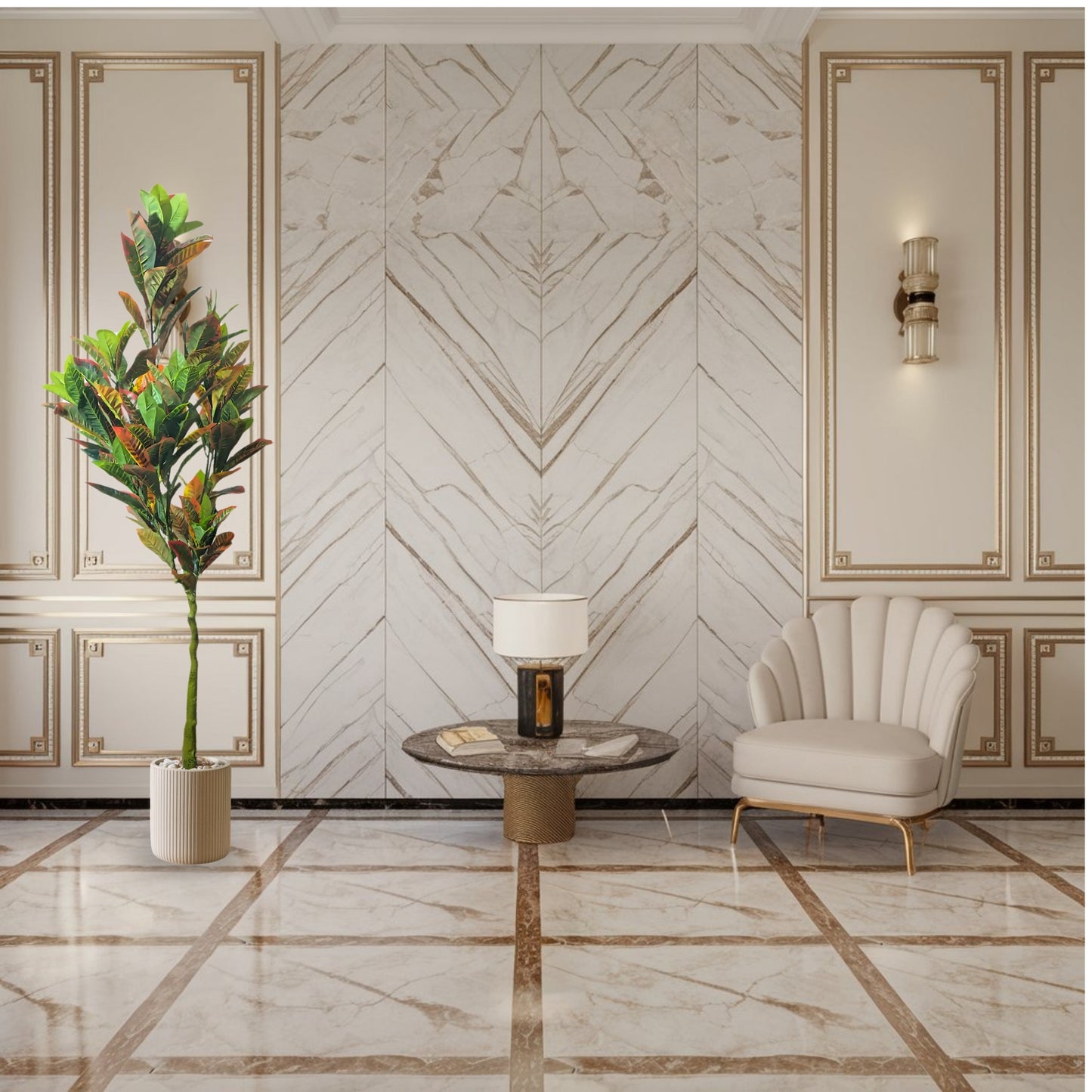 Artificial Croton Plant with Pot for Home Decor