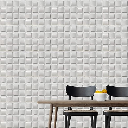 3D PVC Wall Panel, Baile Design White(12Pc)