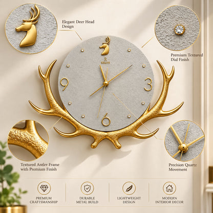Relife Metal Wall Clock Antique Decorative Size- 60X45X1 cm | Horn White