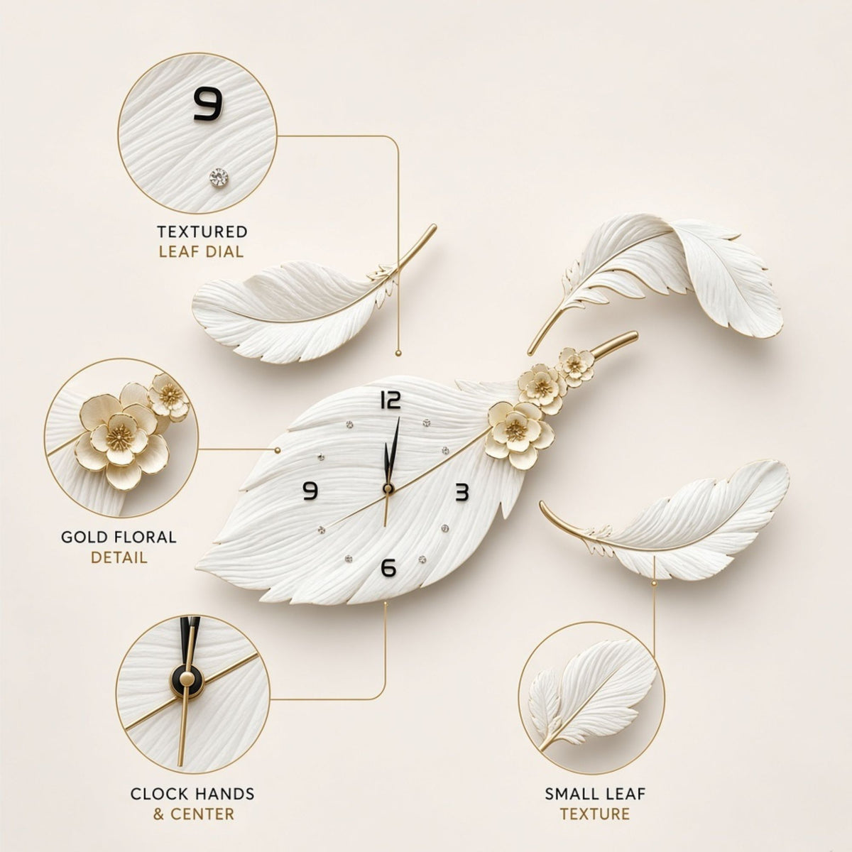 Relife Metal Wall Clock Antique Decorative Size- 80X33X43 cm | Feather