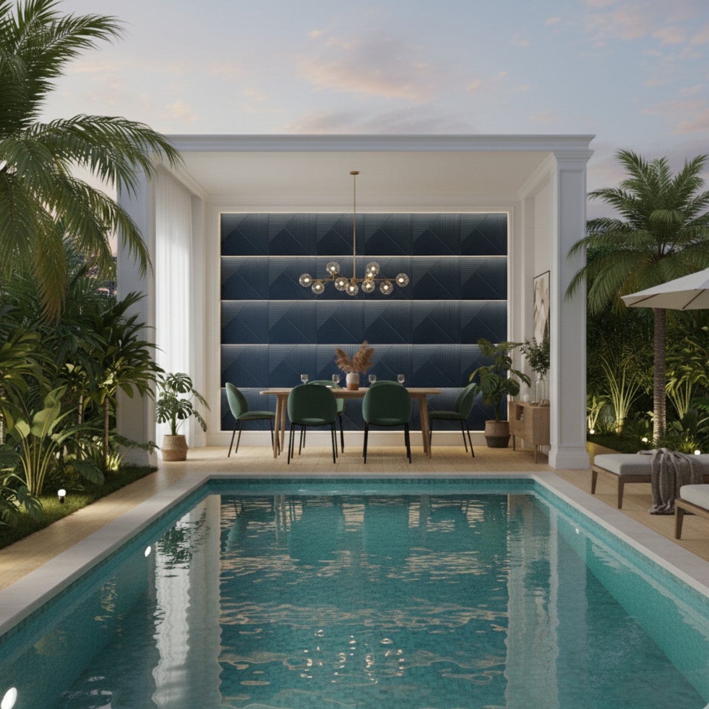 Navy Blue 3D Wall Panels Stripe Design
