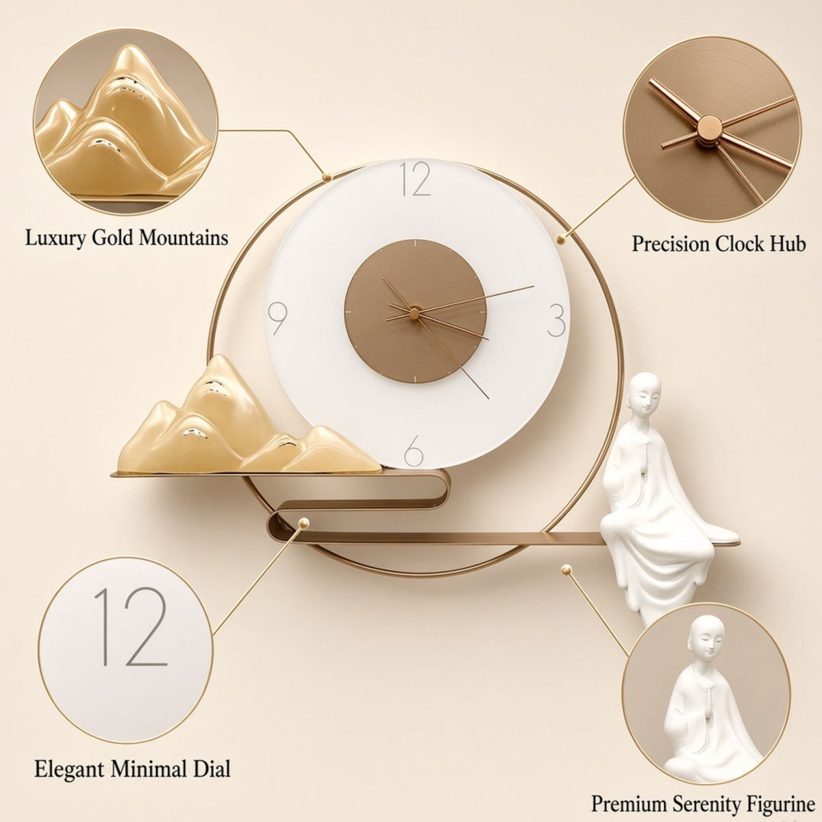 Relife Metal Wall Clock Antique Decorative Size- 61X42X1 cm | Calm Girl Mountain