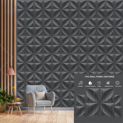 Gray Pine Wood 3D Wall Panels Butterfly Design