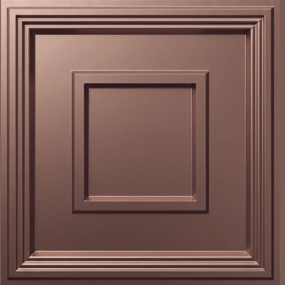 Red Copper Square Design 3D PVC Ceiling Panel Front View