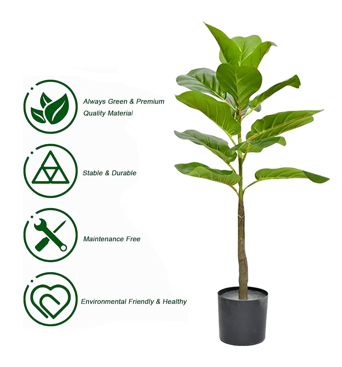 Artificial 2.5 Feet Fiddle Leaf Fig Plant for Home Decor