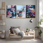 Crystal Painting for Wall Decoration with Golden Frame, Size- 41 X 61 Cm- Multicolor Flowers Design Set of 3