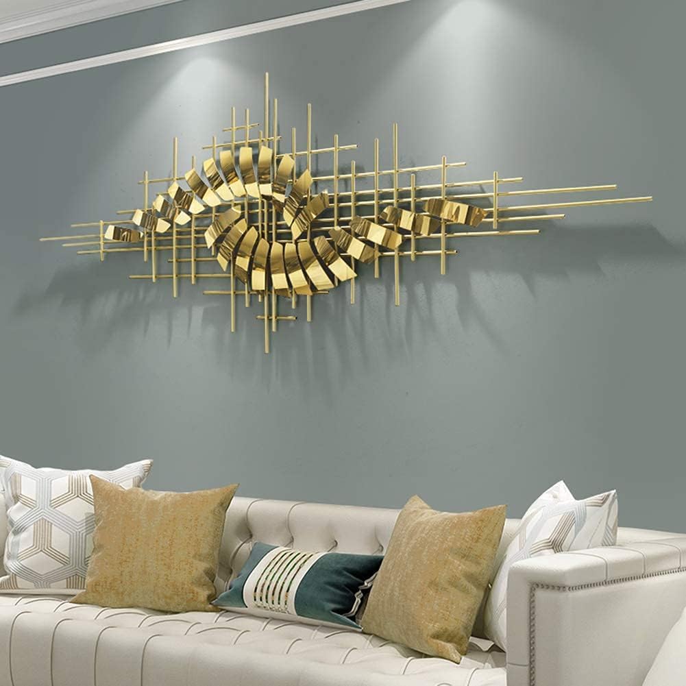 Metal Wall Art Sculpture Wall Hanging- Golden Geometric Art